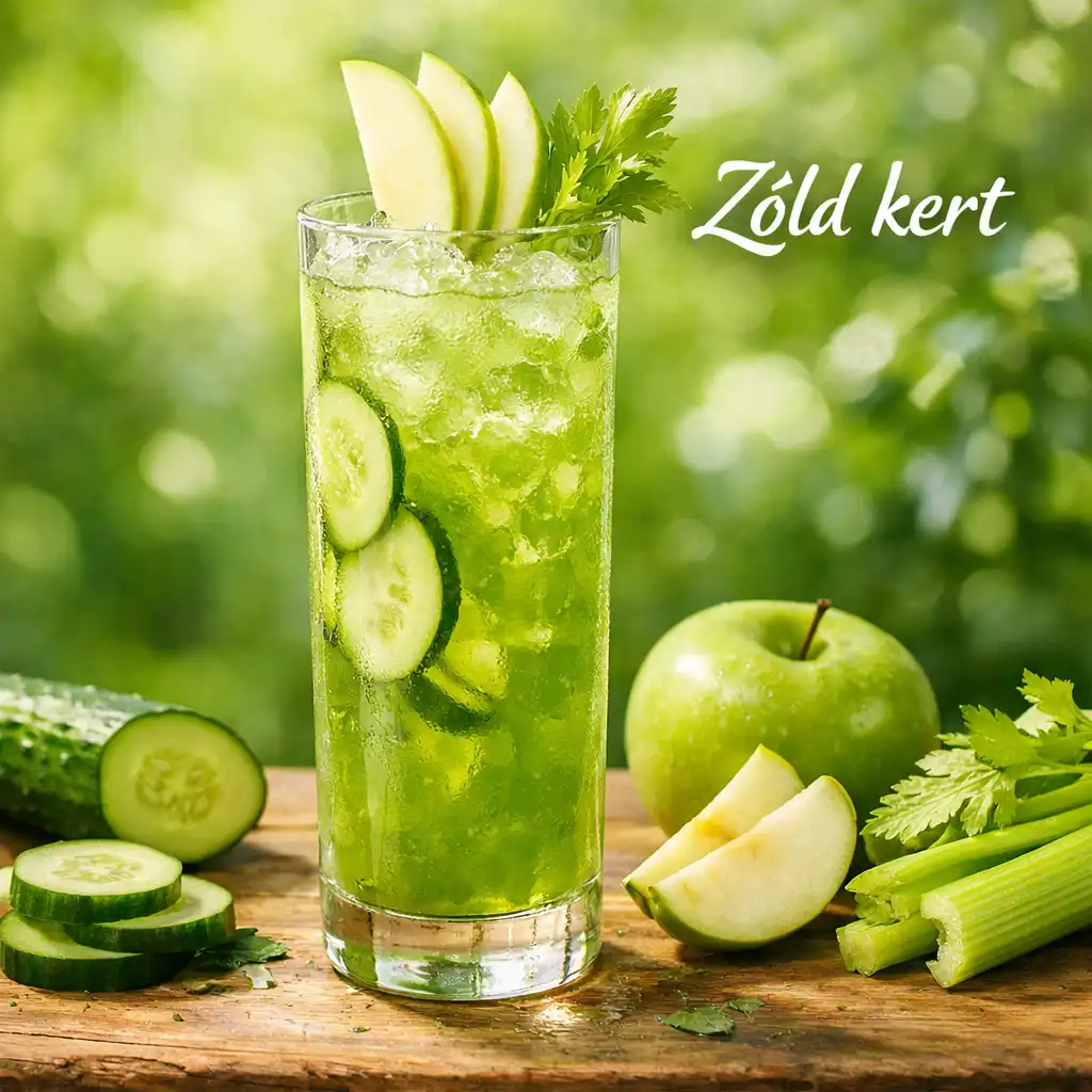 Zöld kert alkoholmentes koktél uborka, zeller és alma összetevőkkel